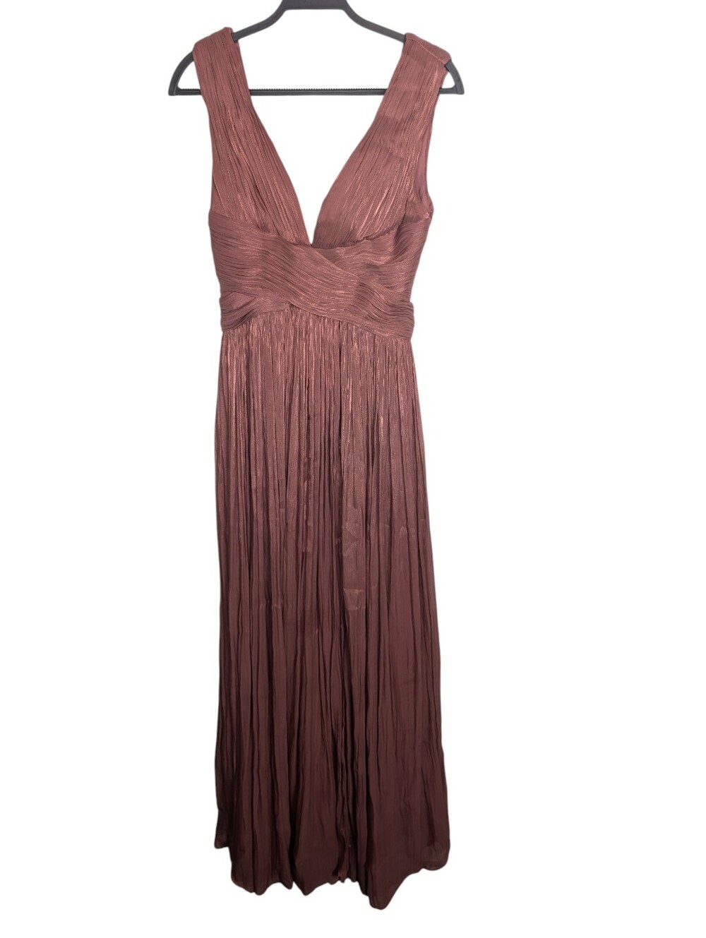 Ladivine Sienna Rose Pink Shimmer Metallic Plunge V-Neck Formal Dress Size 6